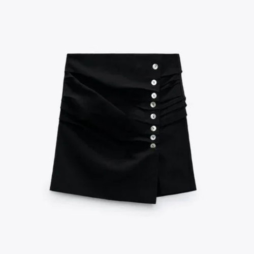 Zara mini skirt new with high waist and mother-of-pearl buttons black