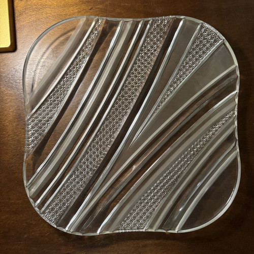 Glass decorative serving plate square 32x32 cm in excellent condition
