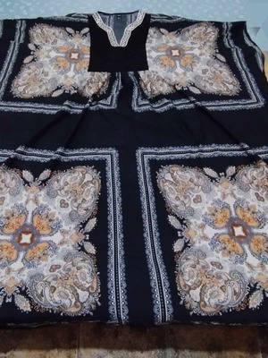 Shein μαύρη κελεμπία φόρεμα 4XL με χρυσή κλωστή και κέντημα