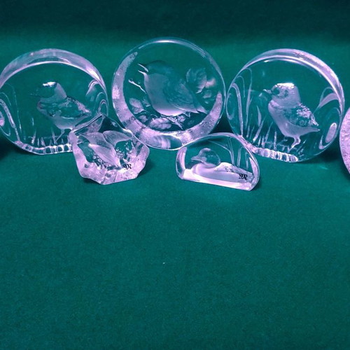 Kosta Boda Mats Jonasson paperweight collection 5 pcs full lead crystal Sweden new