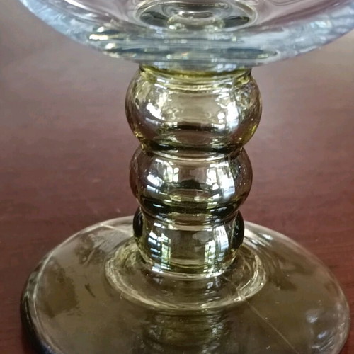 Roemer Wine Glasses vintage, engraved, olive stem, set of 6