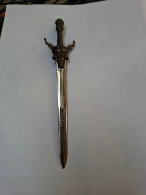 Vintage metal Terminator letter opener, skull handle, 16cm