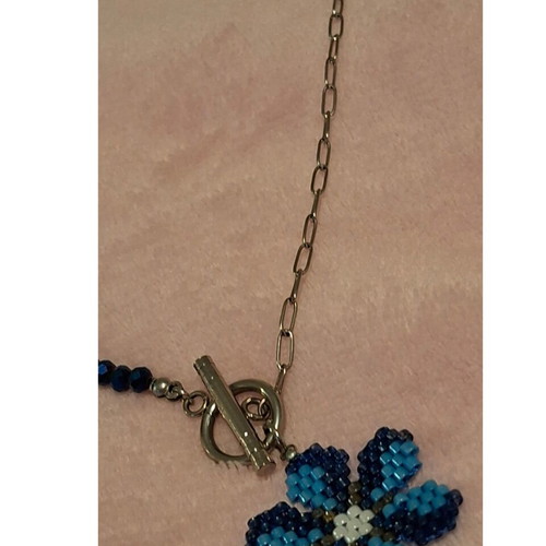 Handmade Half-and-Half Necklace with Crystals and Miyuki Flower like new