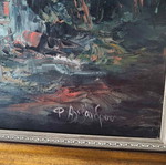 Painting by F. Alexandrou, vintage oil on canvas, countryside landscape