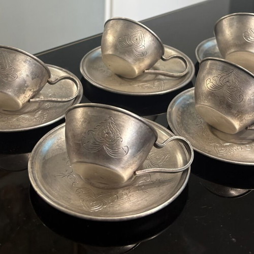 Retro Soviet collectible coffee cups with saucers set of 5, like new, melchior USSR