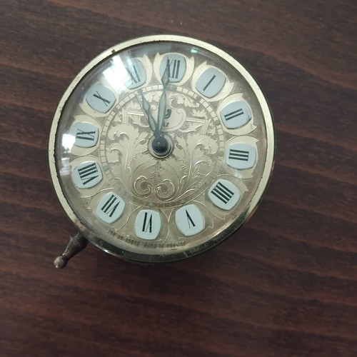 JAZ vintage γαλλικό μηχανικό ξυπνητήρι, μπρούτζινο καντράν