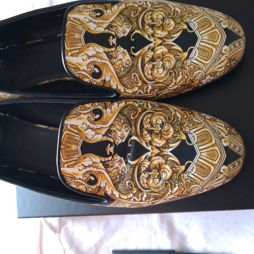 Versace leather women's shoes used size 41 black-gold