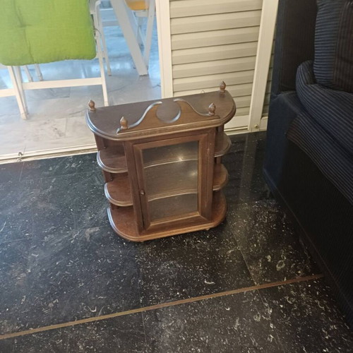 Classic wooden showcase cabinet, dark brown