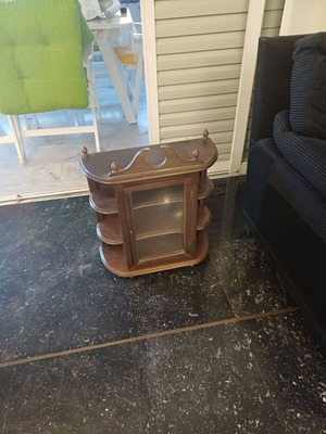 Classic wooden showcase cabinet, dark brown