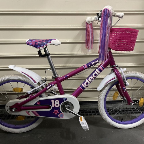 Ideal 18-inch children's bike, pink, with training wheels