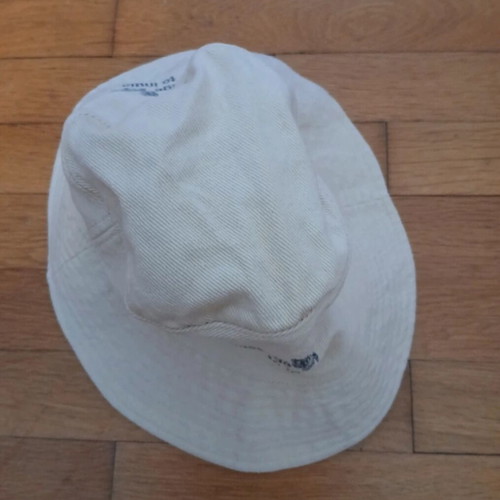 Bucket beige cotton hat with adjustable cord like new