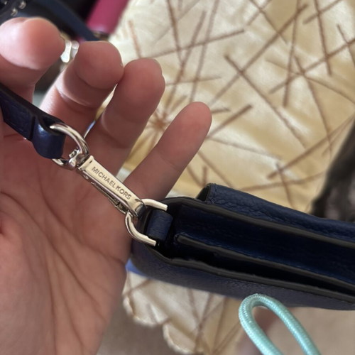 Michael Kors leather wallet crossbody navy blue like new