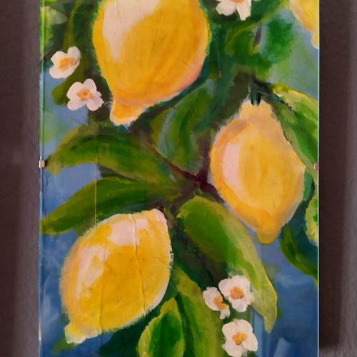 Painting on canvas with frame like new, acrylic colors, 21x30 cm