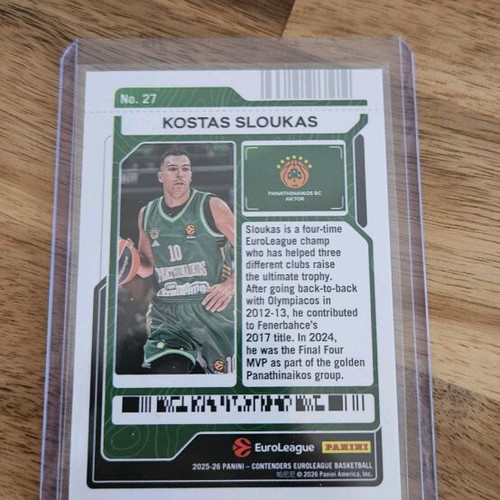 Kostas Sloukas Final Four Ticket 08/49 like new from Panini 2025-2026 Euroleague Contenders set