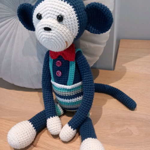 Handmade knitted monkey doll 36 cm new