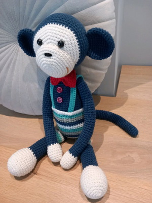 Handmade knitted monkey doll 36 cm new