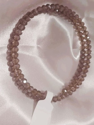 Double handmade bracelet like new with sparkling crystal stones dusty pink