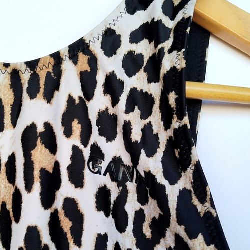 Ganni leopard print one piece swimsuit new size 34