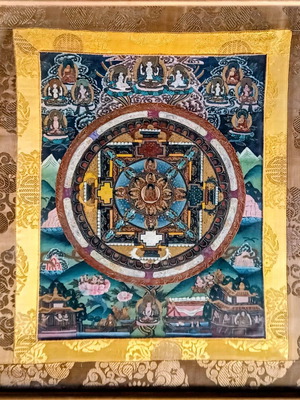 Mandala Thangka като нов, тибетско будистко изкуство върху позлатен памук
