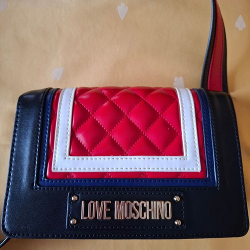 Moschino shoulder bag tricolore like new, blue and red