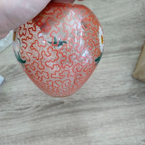 Glass flower vase used, height 11 cm