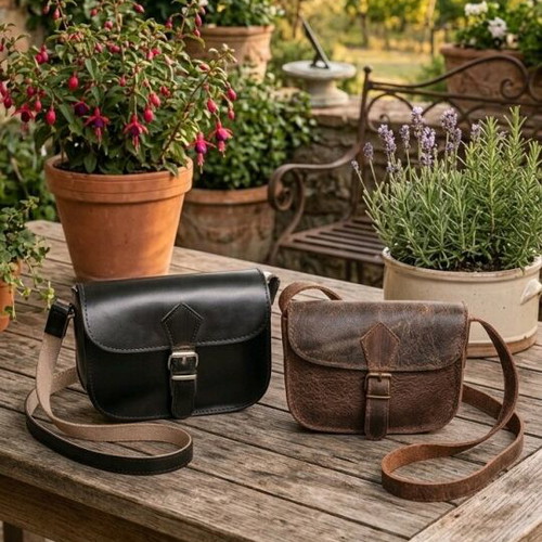 JK Leather crossbody bag new, genuine leather, black and brown