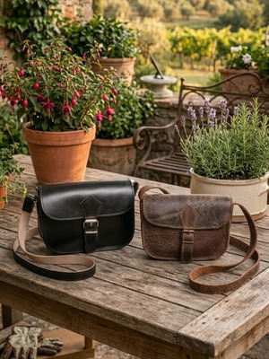 Χιαστί τσαντάκια JK Leather καινούργια από γνήσιο δέρμα σε μαύρο και καφέ