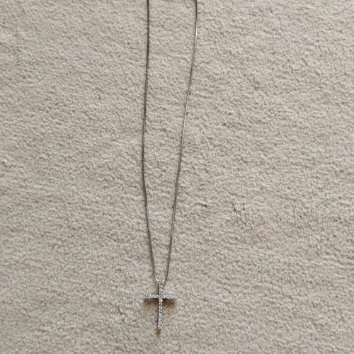 Silver cross with zircon new with chain