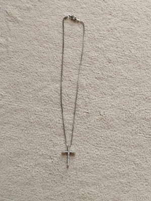 Silver cross with zircon new with chain