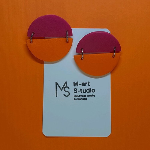 M-art S-tudio earrings new, two-tone orange