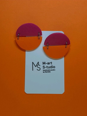 M-art S-tudio earrings new, two-tone orange