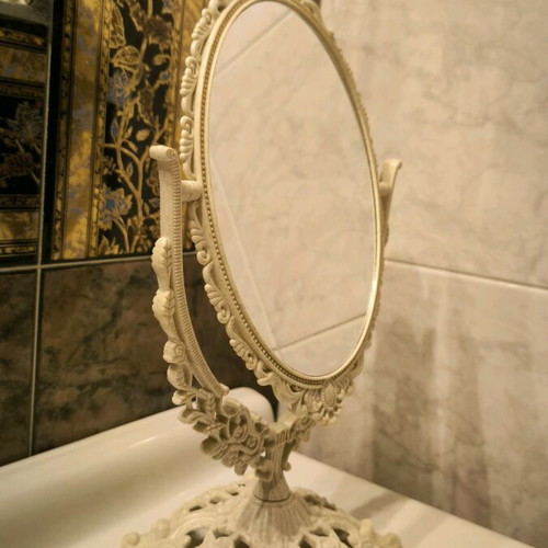 Makeup mirror new, tabletop with two sides and rotating