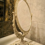 Makeup mirror new, tabletop with two sides and rotating