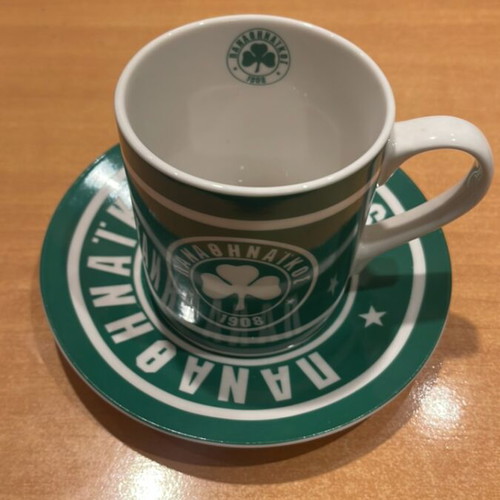 Panathinaikos Cup with Saucer authentic new, ceramic