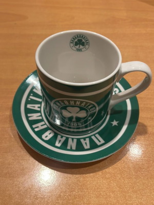 Panathinaikos Cup with Saucer authentic new, ceramic