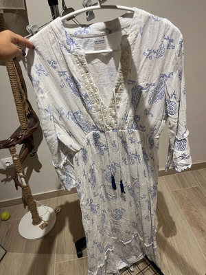 Long blue and white viscose dress like new