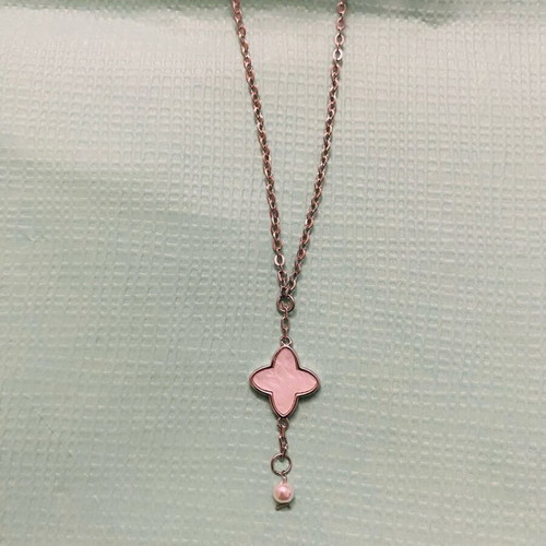Stainless steel handmade necklace with white cross and pearl new