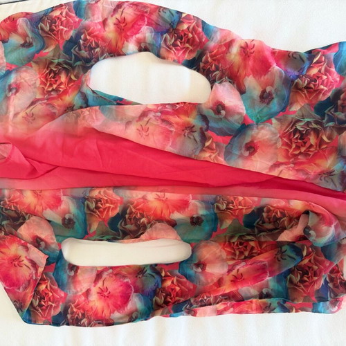 Calzedonia kimono mini dress used, tropical, colorful, transparent sleeves