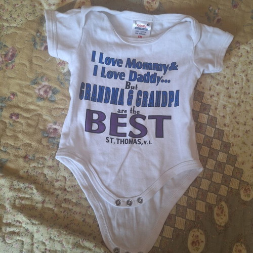 Cotton baby bodysuit white with print, like new, 3-6 months