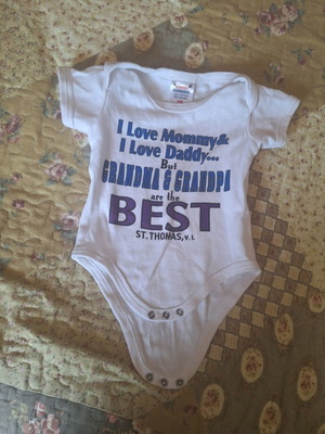 Cotton baby bodysuit white with print, like new, 3-6 months