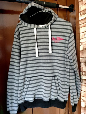 Lee Cooper men's hoodie sweatshirt used, grey striped, size L