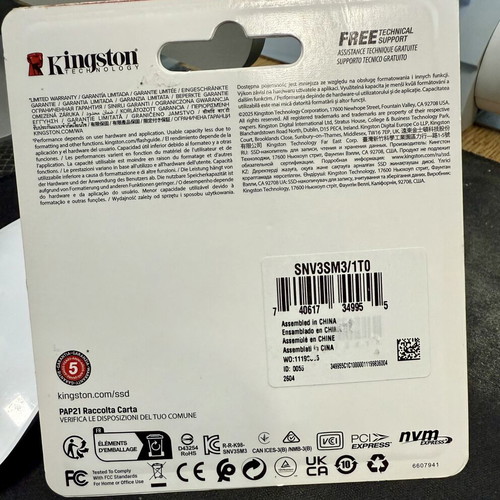 Kingston NV3 SSD 1TB M.2 Gen 4 sealed new