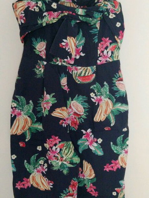 Zara jumpsuit like new, blue with tropical fruit print