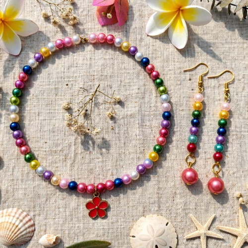 Handmade colorful summer necklace and earrings set new