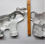  Kosta Boda γυάλινες φιγούρες ελέφαντας και αρκουδάκι με επίπεδη πλάτη