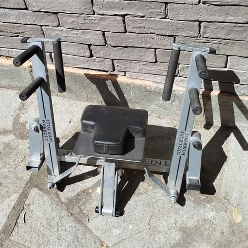 Gym bench used, stable, full body workout