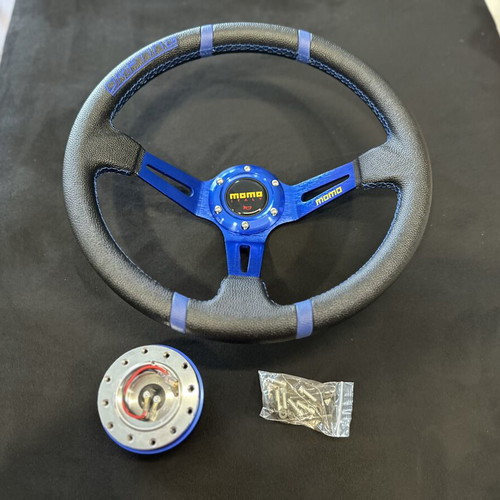 Momo steering wheel blue new with cone and accessories