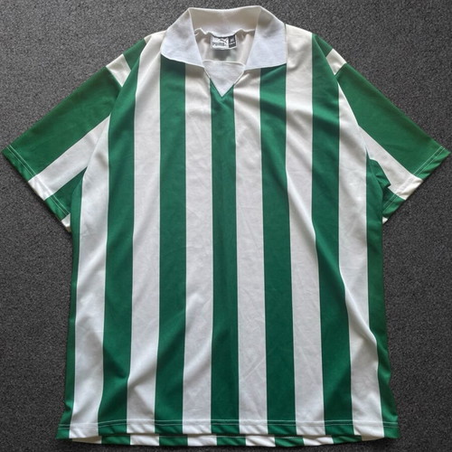 Vintage Puma Green White Striped Football Jersey XL Retro 90s Like New