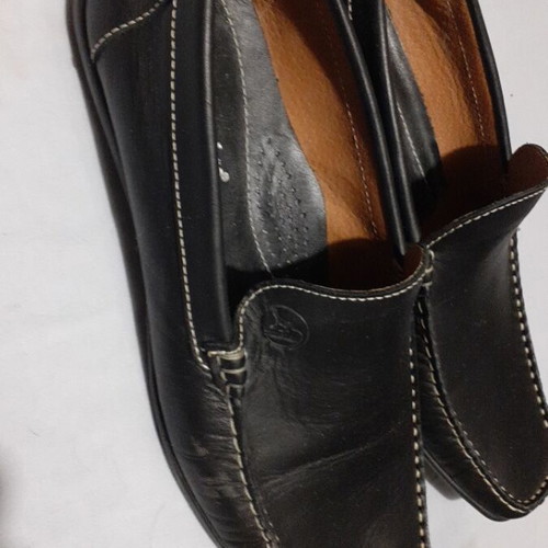 Leather moccasin shoes, size 44, black