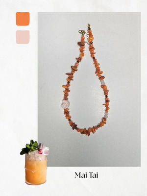 Mai Tai cocktail handmade necklace with ceramic fish and steel clasp